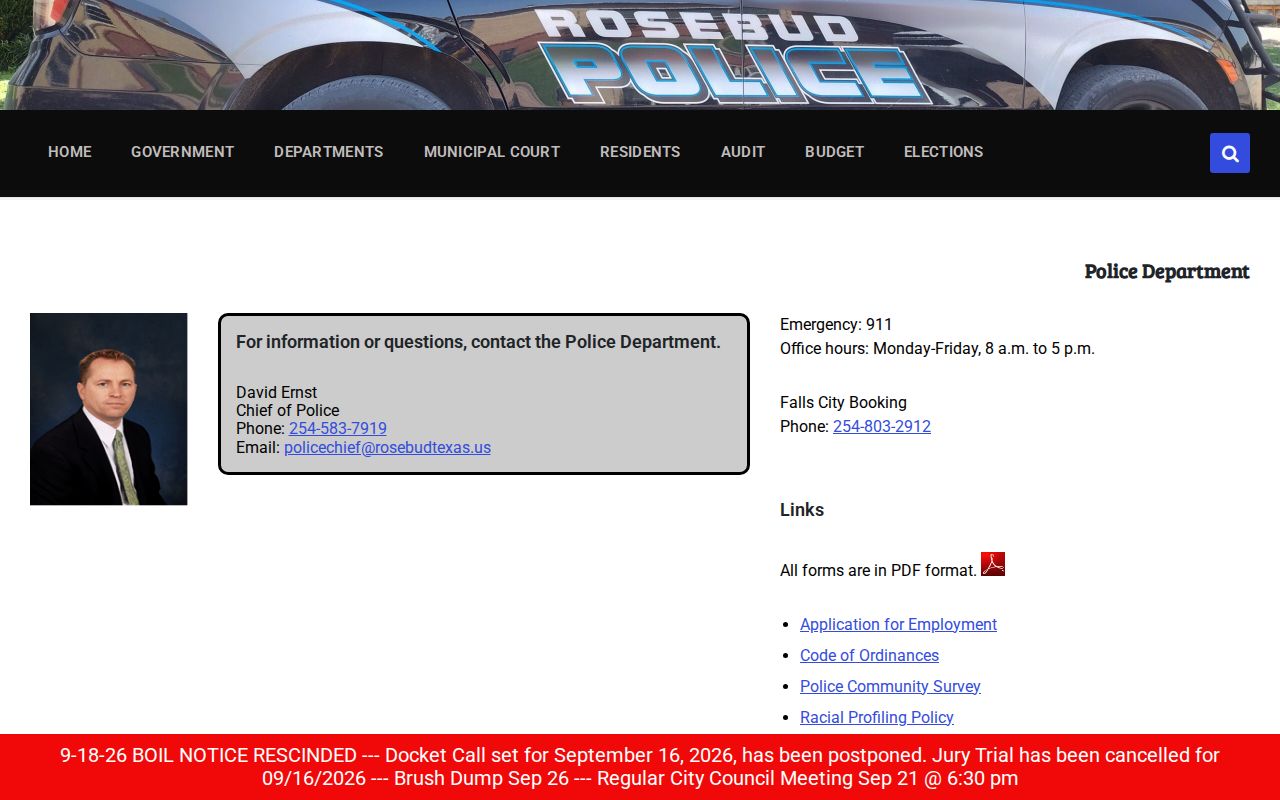 Falls County warrant tip reference: Rosebud Police Department Silent Whisper page